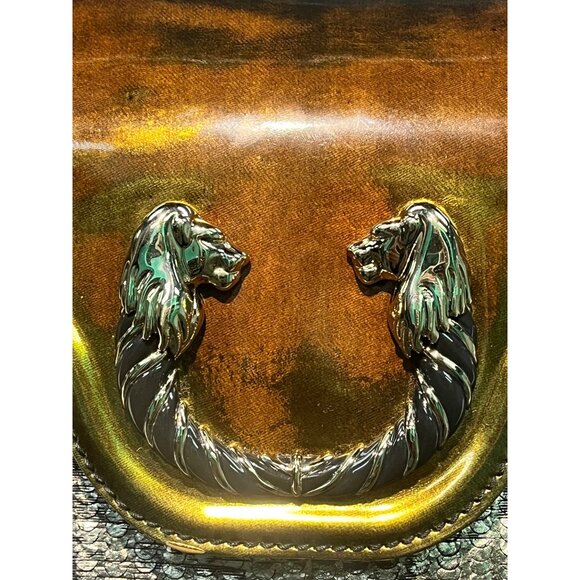 B-6. Bvlgari Leoni 2way Shoulder Bag Silver Patent Leather Gold - Picture 6 of 16